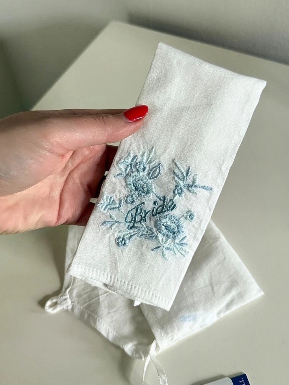 Bride Embroidered White Handkerchief NWT - Bridal Wedding Accessories
